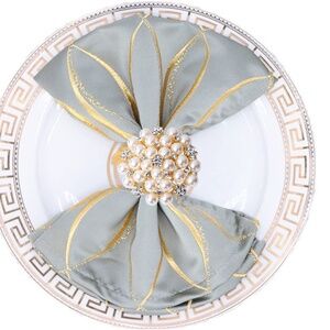 2 PCS Pearl Rhinestone Napkin Rings Holder Gems Holiday Decoration 1 ¾" x 1 ¾"